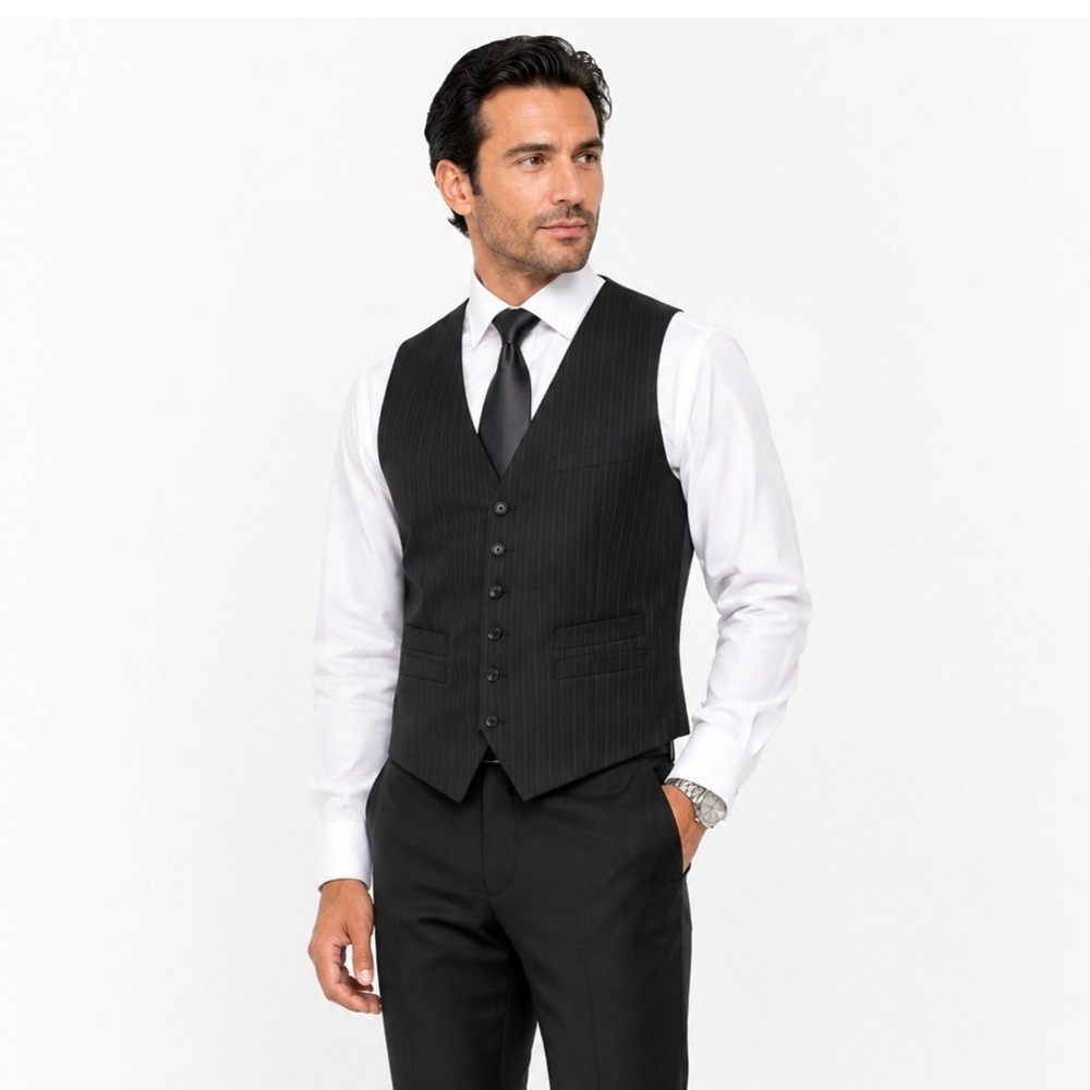 J. Crew Pinstripe Formal Five Button Waistcoat Tailored Suit Dress Vest Size L